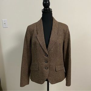 Pendleton Virgin Wool Silk Blend Brown Tweed Blazer Size 12